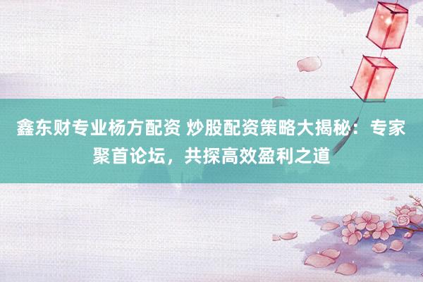 鑫东财专业杨方配资 炒股配资策略大揭秘：专家聚首论坛，共探高效盈利之道
