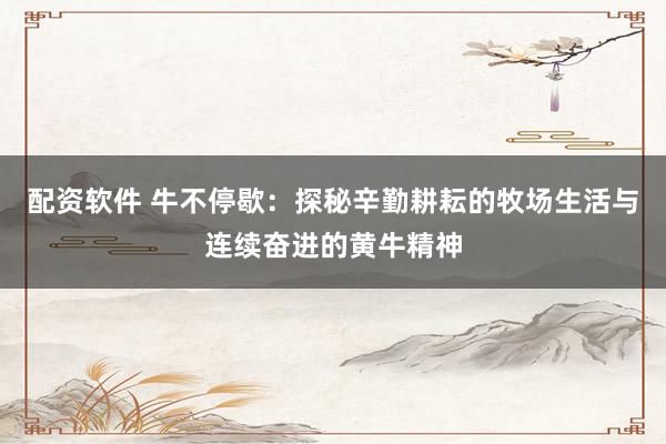 配资软件 牛不停歇：探秘辛勤耕耘的牧场生活与连续奋进的黄牛精神