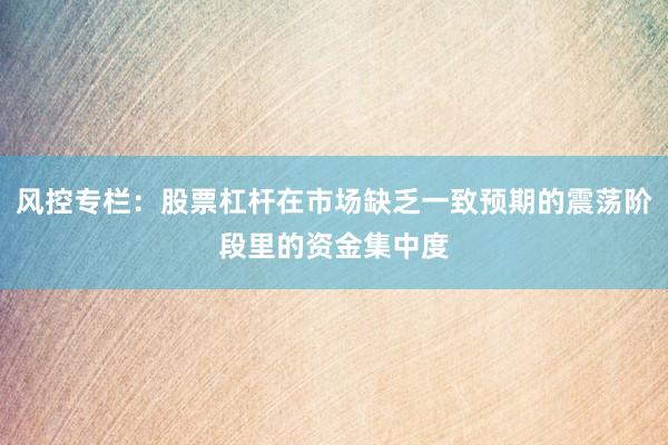 风控专栏：股票杠杆在市场缺乏一致预期的震荡阶段里的资金集中度