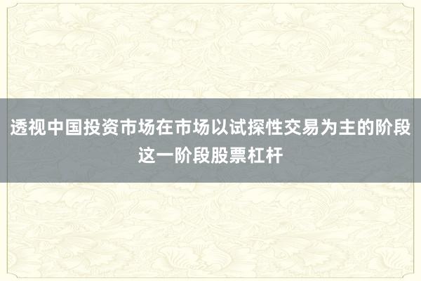 透视中国投资市场在市场以试探性交易为主的阶段这一阶段股票杠杆