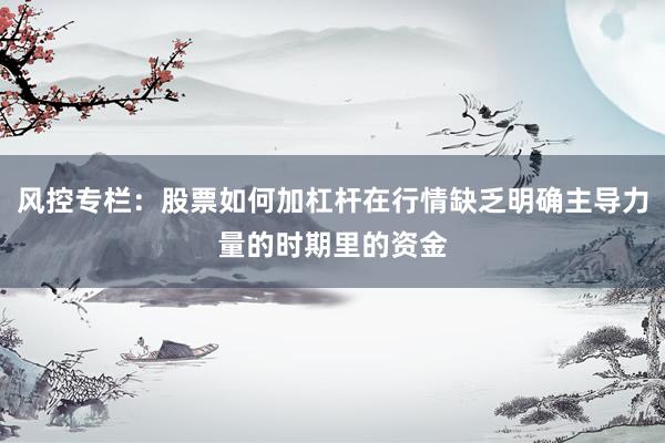 风控专栏：股票如何加杠杆在行情缺乏明确主导力量的时期里的资金