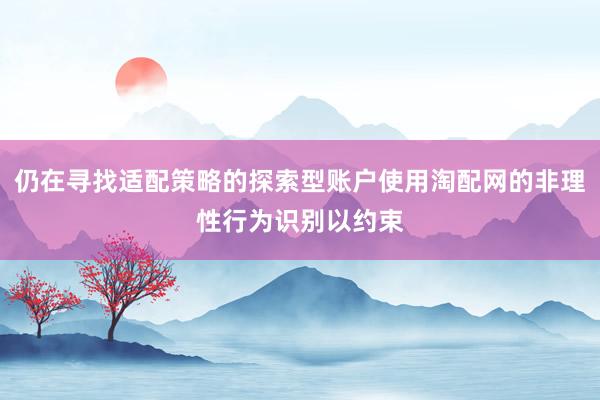 仍在寻找适配策略的探索型账户使用淘配网的非理性行为识别以约束