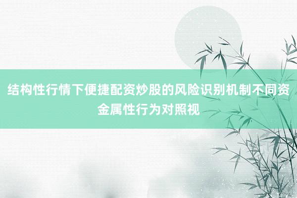 结构性行情下便捷配资炒股的风险识别机制不同资金属性行为对照视