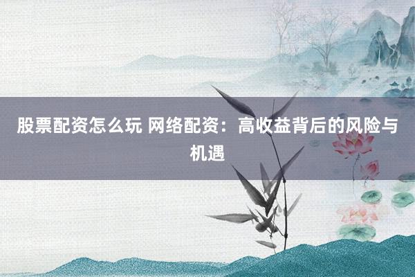 股票配资怎么玩 网络配资：高收益背后的风险与机遇